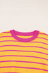 Stripe Trimmed Round Neck Drop Shoulder Loose Sweater